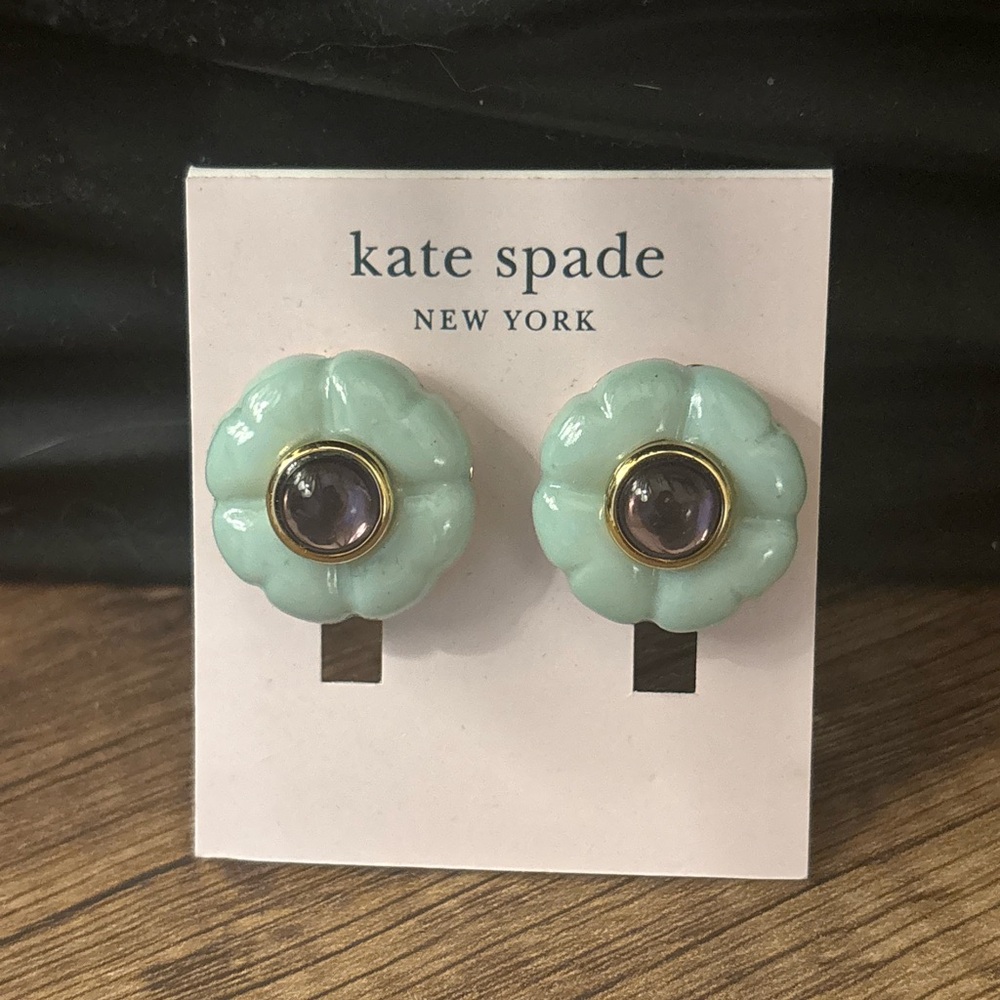 Kate Spade Pastel Green Earrings with Purple Accent